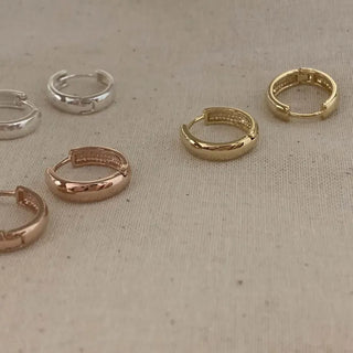 Daily Rounded One-Touch Hoop Earrings (Silver, Rose Gold, Gold)