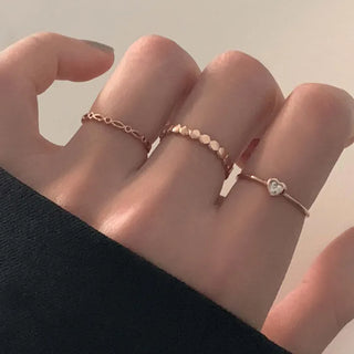 Mini Heart Cubic Layered Ring (Rose Gold/Silver)