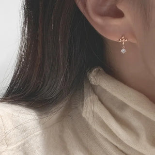 Mini Cubic Cross Layered Earrings