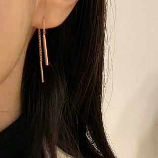 Straight Mini Drop Earrings (Silver, Rose Gold, Gold)