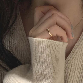 Thick Leaf Open Pinky Ring (Sizes 1–5)