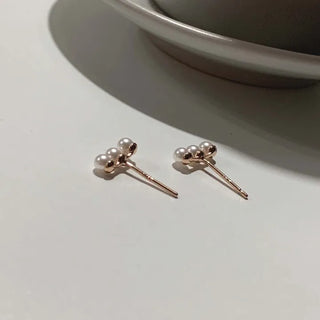 Rose Gold Swarovski Pearl Line Earrings