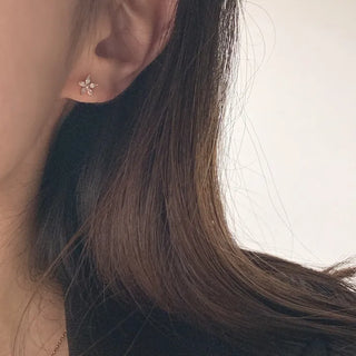 Rose Gold Cubic Flower Earrings