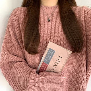 A Cup of Latte, Delicate Loose Fit Hazzi Round Knit