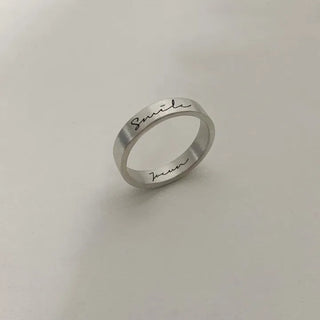 Matte Engraved Flat Ring 4mm (Sizes 5–21, Friendship Rings & Couple Rings)