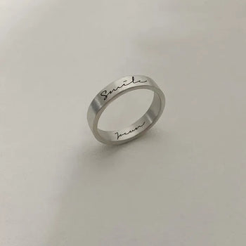 Matte Engraved Flat Ring 4mm (Sizes 5–21, Friendship Rings & Couple Rings)