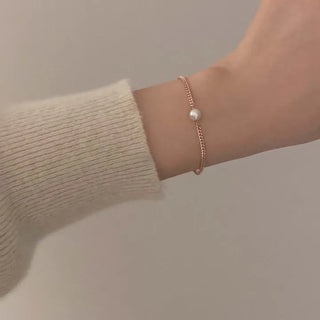 Rose Gold 6mm Swarovski Pearl Chain Bracelet