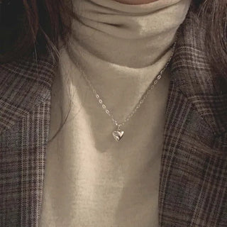 Chubby Heart Flat Chain Necklace