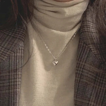 Chubby Heart Flat Chain Necklace