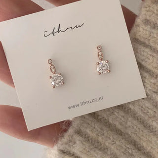 Rose Gold Point Cubic Earrings