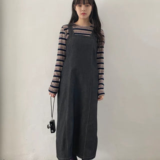 Night denim sleeveless dress