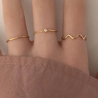 Chain Cubic Layered Ring (Silver, Rose Gold, Gold)