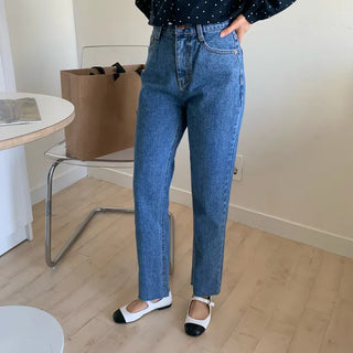 High-waisted straight denim pants, jeans for petite women, light wash, dark wash