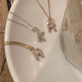 Alphabet Cubic Initial Necklace A to Z (Silver/Gold/Rose Gold)