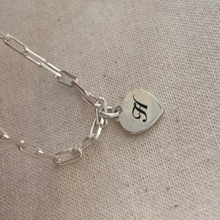 Flat Heart Chain Initial Engraving Bracelet