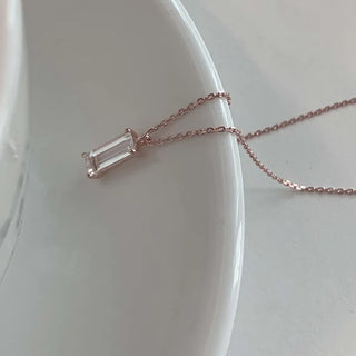 Rose Gold Rectangular Stone Necklace