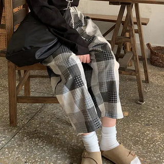 [UNISEX] Check Cropped Pants