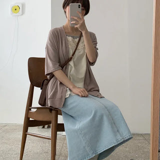 Board short-sleeved cardigan