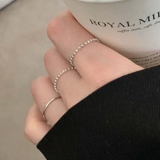 Slim Dot Ball Chain Ring (Silver, Rose Gold)