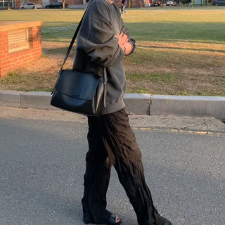 wrinkle banding long pants