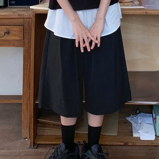 [UNISEX] Double-pleated elastic waistband cropped pants