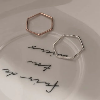 Hexagonal Layered Ring (Silver, Rose Gold)