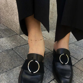 Rose Gold Black Spinel Gemstone Anklet