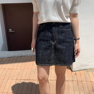 A-line Raw Denim Mini Skirt Selvedge Skirt
