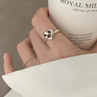 Rough Heart Pretzel Twist Ring