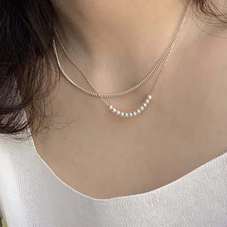 Swarovski Pearl Layered Double Chain Necklace