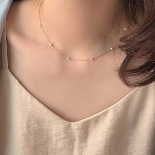 Rose Gold Layered Pearl Necklace