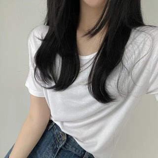 Ouch, chilly flowy round-neck cool short-sleeve T-shirt