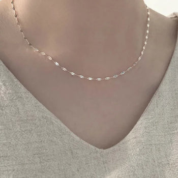 Long Flat Chain Necklace (Silver, Rose Gold, Gold)