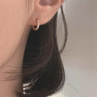 Rose Gold Closely Packed Cubic Zirconia Mini One-Touch Earrings