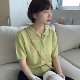 Tinted collared cardigan