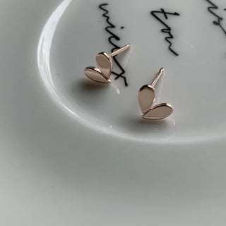 Rose Gold Mini Carved Heart Earrings