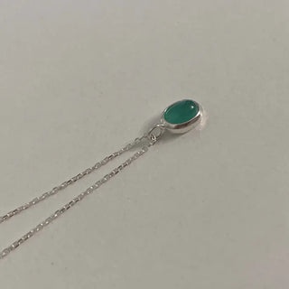 Oval Pendant Green Onyx Gemstone Necklace
