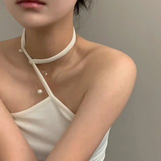 Pearl choker camisole