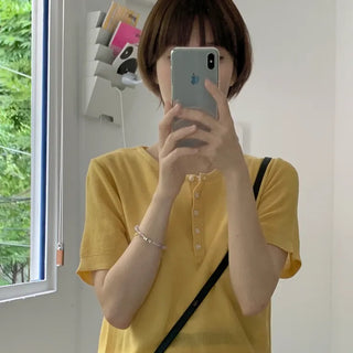 Miu Henley neck short-sleeve knit