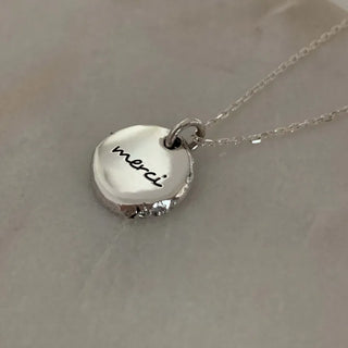 Pebble Round Pendant Engraved Necklace (Initial Necklace, Friendship Necklace)