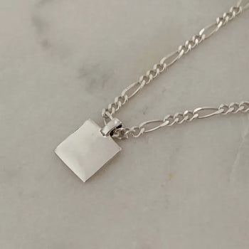 Asymmetrical Chain Flat Square Pendant Layered Necklace
