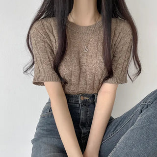 Fisher Cable Knit Short Sleeve in Soft Colors