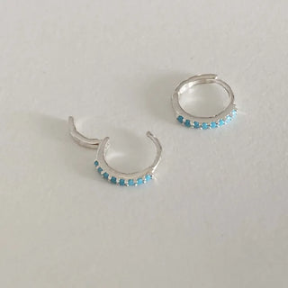 Turquoise Mini One-Touch Earrings (Silver, Rose Gold)