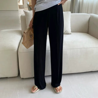 Flowy Summer Daily Refrigerator Pants Elastic Waist Wide Cooling Slacks
