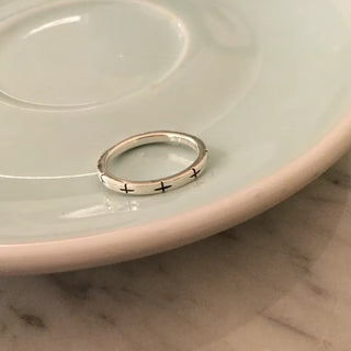 Cross Engraved Layered Ring