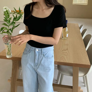 Daily Soft Slim Fit Spandex Square Short Sleeve T-shirt