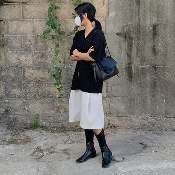 Elastic Waist Pintuck Bermuda Shorts