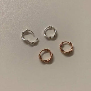 Wave Mini One-Touch Earrings 1.3cm (Silver, Rose Gold)