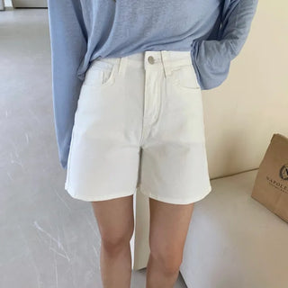 High-waisted Length Length Elastic White Denim Shorts Denim Shorts Shorts