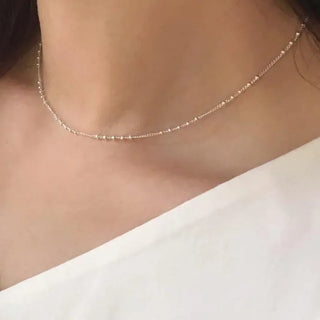 Asymmetrical Dot Choker Necklace (Silver, Gold)
